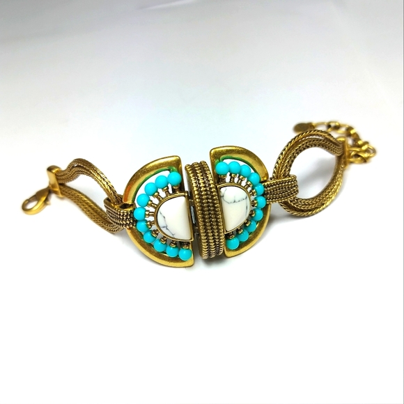 Stella & Dot Vintage Gold Semi-Precious Totem Bracelet NIB - Picture 3 of 12